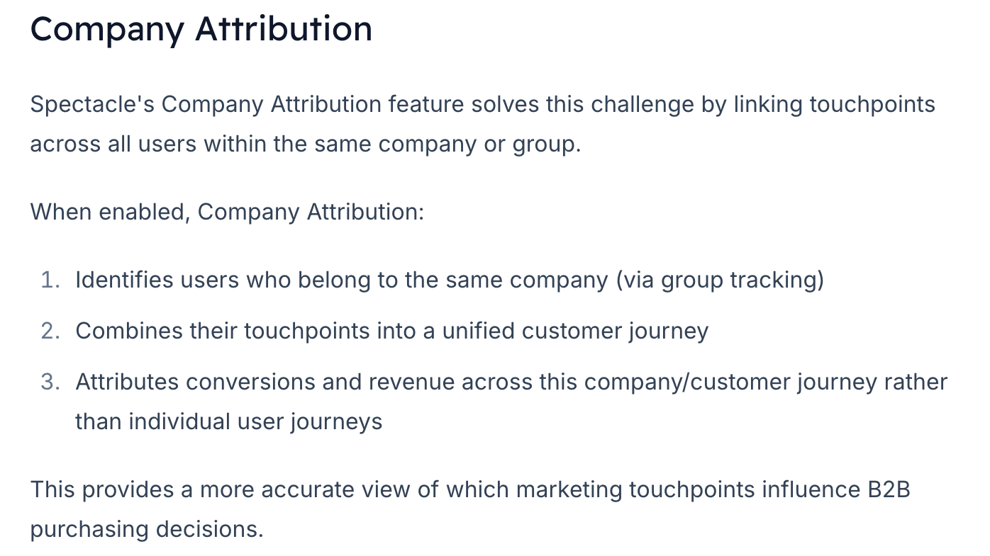Spectacle Company Level Attribution